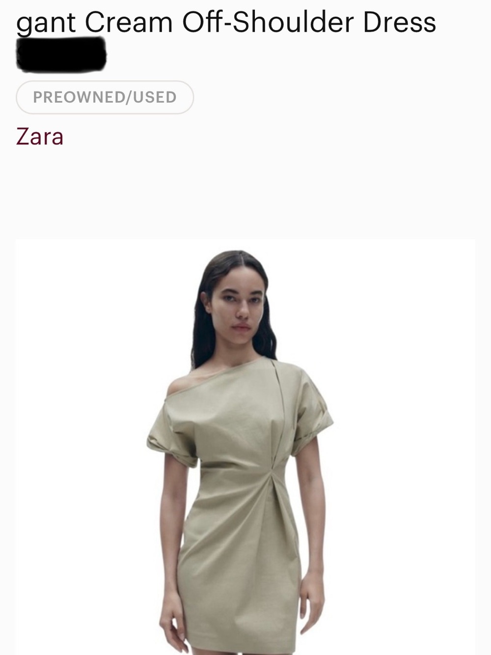Zara Cream Off-Shoulder Twist-Detail Mini Dress